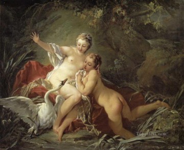  desnudos Pintura - cisne y desnudos Francois Boucher